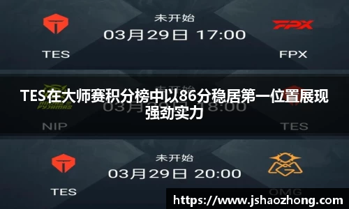 TES在大师赛积分榜中以86分稳居第一位置展现强劲实力